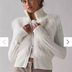 ⚜️ BDG Cream Knit Faux Fur Jacket